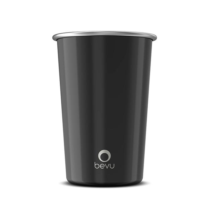 Bevu® Fiesta Steel Cup Black 470ml/16oz, 4 Blue Life Glasses