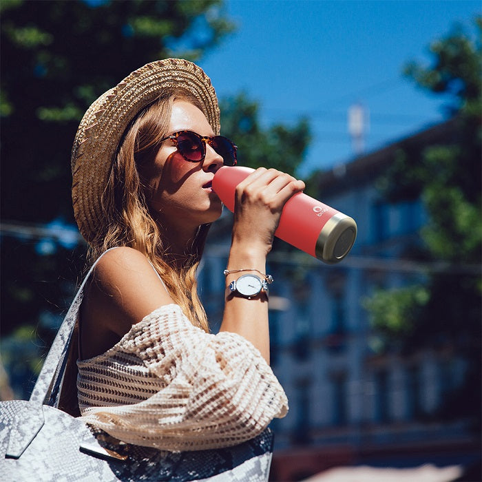 Osixstore Botella, Térmica, Bevu®, Bevu, Botellines 100% libre de BPA, BPA Free, Termo, Thermo Bottle Water Vacuun Insulated Hydration Healthy 48 Horas Frio, 8 Horas Caliente, Resistente, Acero Inoxidable, Doble Pared, Cobre, No Suda, Capacidad 18oz, Capacidad 550ml, Cierre Hermético, Sello Hipoalergénico, Reutilizable Coral BV550-CRL.