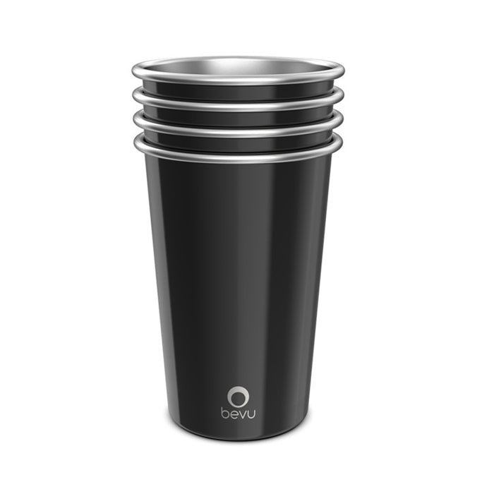 Osixstore, Bevu® FIESTA Vasos Acero Inoxidable Black Capacidad 470ml Capacidad 16oz, Durabilidad, Reutilizable, Liviano, Resistente, Resistente a la Corrosión, Atractivos Colores, 100% libre de BPA, BPA Free, BV470-SWCP-BLCK-4.