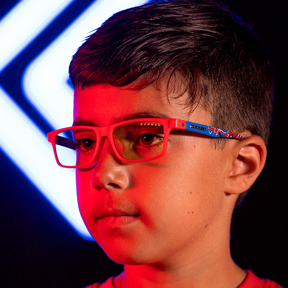 Kid, miles morales, spiderman, gunnar cruz, edition, marvel, multiverso, hombre araña, rojo, Gafas con proteccion, glasses, Gunnar, gafa para juegos, gafas, lentes, adidas, deporte, gamer, gaming, oakley, ray ban, wayfarer, hombre, marca, lentes, anteojos, deporte, extremo, vision, ojo, eye, lentes, lentillas, top, youtuber, bolle, streamer, streaming, digital, niños, niñas, pequeños, kids